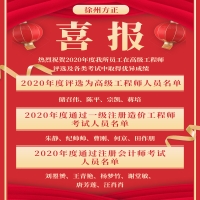喜報！熱烈祝賀2020年度我所員工在高級工程師評選及各類考試中取得優(yōu)異成績